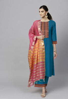 CreationRajvi Self Design Kurta, Palazzo & Dupatta Set