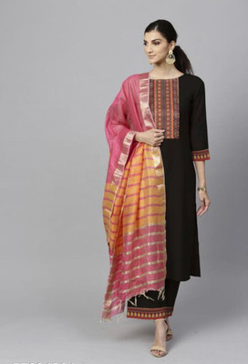 AnAdhTex Printed Kurta, Palazzo & Dupatta Set