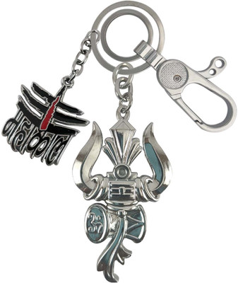 HANDSOME ISK Lord Shankar Shiva Damru Om Trishul WithBlack Mahakal High Quality Locking Hook Key Chain