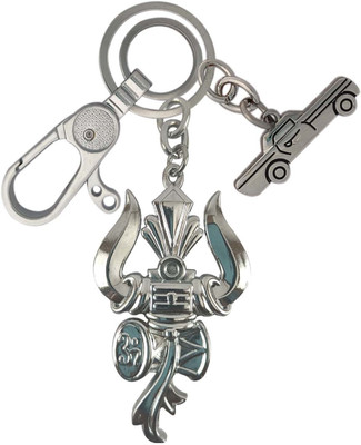 SHOKY LOOKS Double Side Lord Shiv Shankar Trishul Damru Om With Car Stylish Locking Lock Key Chain