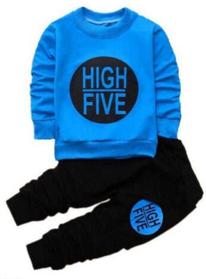 JSGARMENTS Baby Boys & Baby Girls Party(Festive) T-shirt Pant(ROYAL BLUE, BLACK)