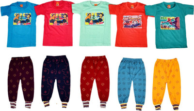 FB GROUP OF COMPANY Baby Boys & Baby Girls Casual T-shirt Track Pants(MULTI COLOR)