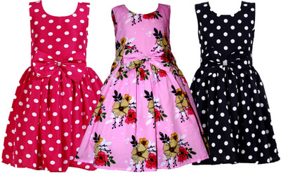 CINDERELLA THE CREATIONS FACTORY Baby Girls Below Knee Casual Dress(Multicolor, Sleeveless)