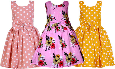 HEAVENS CREATIONS Baby Girls Below Knee Casual Dress(Grey, Sleeveless)