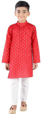 FMSE Boys Festive & Party Kurta and Pyjama Set(Red Pack of 1)