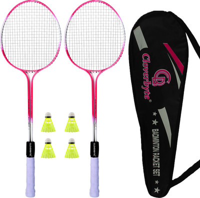 CLOVERBYTE Hotshot Multicolour 2 Piece Racquet , 4 Nylon Shuttles And Badminton Cover Badminton Kit