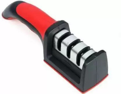 VACULACE Knife Sharpener Tool, 3 Stages Sharpener with Handle Knife Sharpening Steel(Stainless Steel, Plastic)