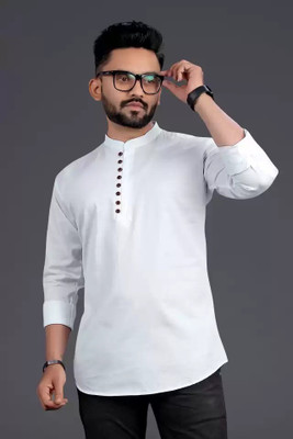 Gonsgadapp Men Solid Ethnic Dress Kurta(White)