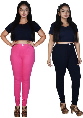 Le-Soft Churidar  Western Wear Legging(Pink, Dark Blue, Solid)