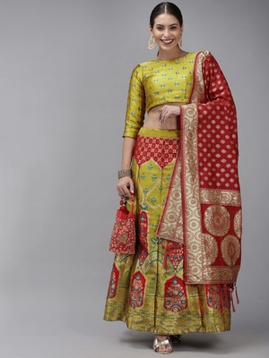 Divastri Self Design Semi Stitched Lehenga Choli(Yellow)
