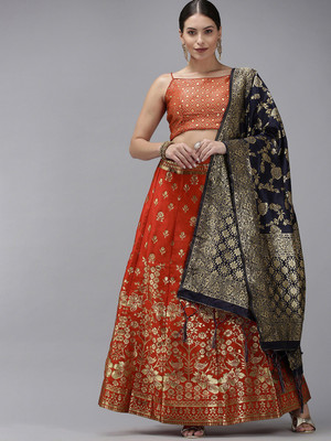 Divastri Self Design Semi Stitched Lehenga Choli(Red)