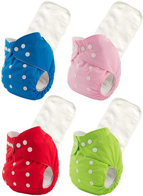 Mandisha Reusable 4 Cloth Diaper With 4 Microfiber Insert For Babies (6-36 M),Set of 4