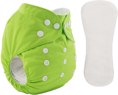 Mandisha Pack of 1 Pocket Button Style Solid Reusable Cloth Diaper Nappies With 1 Insert