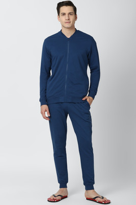PETER ENGLAND Men Solid Blue Top & Pyjama Set