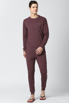 PETER ENGLAND Men Solid Purple Top & Pyjama Set
