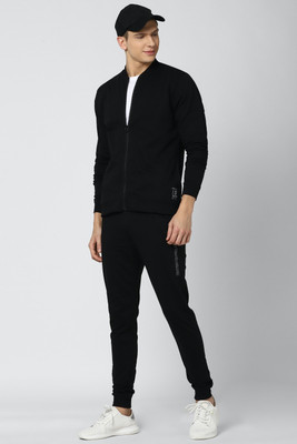 PETER ENGLAND Men Solid Black Top & Pyjama Set