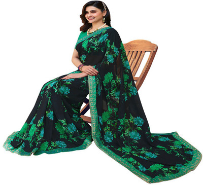 KSNDVTrendz Printed Bollywood Georgette Saree(Light Blue)