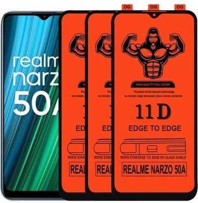 RUAM Edge To Edge Tempered Glass for REALME NARZO 50A(Pack of 3)