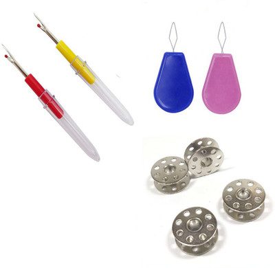 Crafts Haveli 3 Items Combo : 2 Seam Ripper, 4 Bobbin, 2 Needle Threader Sewing Kit