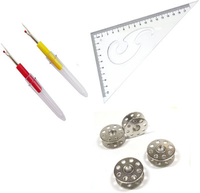 Crafts Haveli 3 Items Combo : 2 Seam Ripper, 4 Bobbin, L Curve Sewing Kit