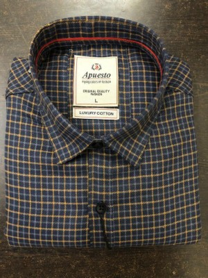 Apuesto Men Checkered Casual Blue Shirt