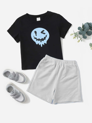 KIDDY STAR Boys Casual T-shirt Shorts(Black)