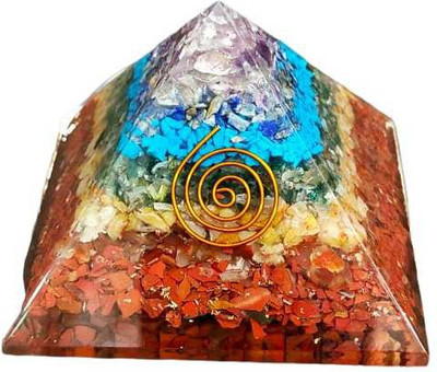 Shivalaya Gems Crystal 7 Chakra Organ Chips Pyramid Decorative Showpiece  -  6 cm(Crystal, Multicolor)