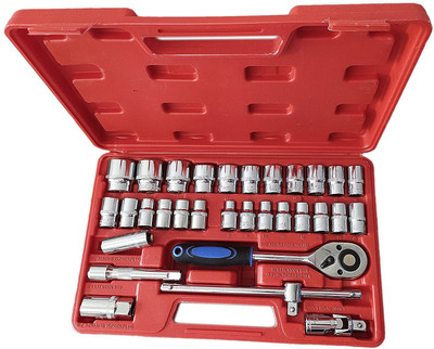 Inditrust 32Pc 1/2inch Combinational Ratchet Socket Wrench Spannar Goti Set Spanner Socket Set(Pack of 32)
