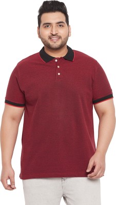 bigbanana Solid Men Polo Neck Maroon T-Shirt