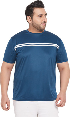 bigbanana Striped Men Round Neck Blue T-Shirt