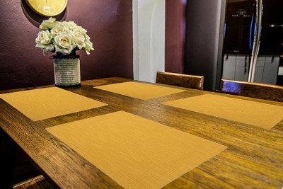 PRAKARTIK Rectangular Pack of 4 Table Placemat(Yellow, Cotton)