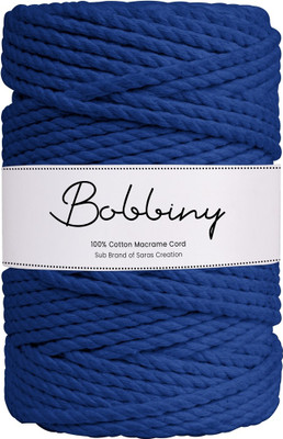 Bobbiny 3PlyTwisted Macrame 4mm 50Mtr.Cotton Cord Dori Thread Macrame Dark blue