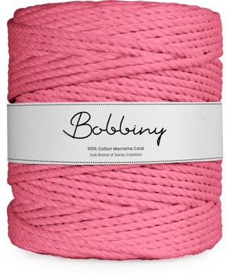 Bobbiny 3Ply Twisted Macrame 4mm 100Mtr.Cotton Cord Dori Thread Macrame Bubblegum