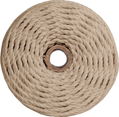 Bobbiny 3Ply Twisted Macrame 4mm 100Mtr.Cotton Cord Dori Thread Macrame Light brown