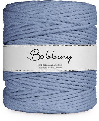 Bobbiny 3Ply Twisted Macrame 4mm 100MtrCotton Cord Dori Thread Macrame Desaturated blue