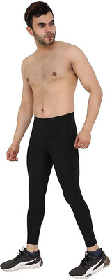 TRAIN HARD EVERYDAY Solid, Color Block Men Black Tights
