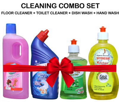 Hydesh Cleaning Combo Set Floor Cleaner, Toilet Cleaner, Dish Wash, Hand Wash Liquid Toilet Cleaner(4 x 0.44 L)