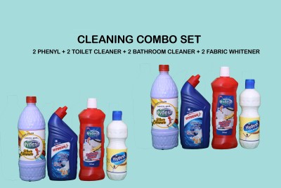 hydesh Combo Of 2 Phenyl, 2 Toilet Cleaner, 2 Bathroom Cleaner, 2 Fabric Whitener Lavender Liquid Toilet Cleaner(8 x 0.62 L)