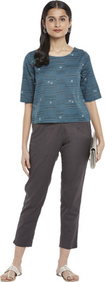 Akkriti by Pantaloons Casual Printed Women Blue Top