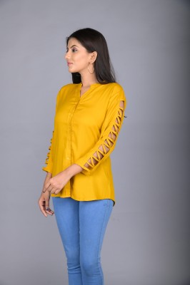 JAY'S ALONE FASHION Casual Solid Women Yellow Top