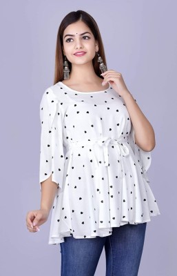 jaitpuriya Casual Printed Women White Top