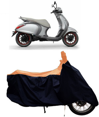 Tricway Two Wheeler Cover for Bajaj(Urbanite Chetak BS6, Orange, Black)