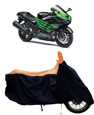 Tricway Two Wheeler Cover for Kawasaki(Ninja ZX 14R BS6, Orange, Black)
