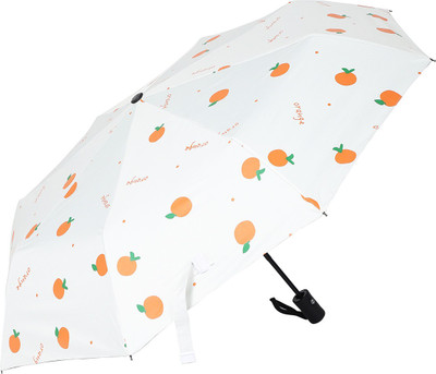 KEKEMI 3 Fold Automatic Sun & Rain Umbrella(Multicolor, Orange)