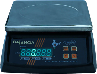 COHEL 30Kg Counter Rechargeable Weight Machine with Stainless Steel Top for Shop, Home Weighing Scale(Black)