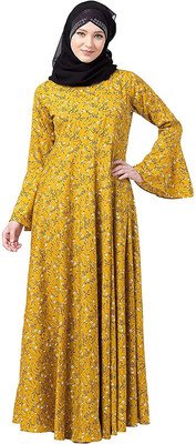 BT - Being Traditional Nida Matte Printed Abaya(Yellow)