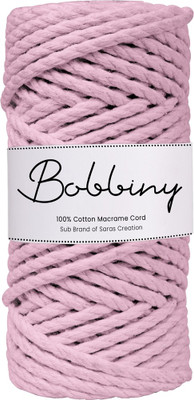 Bobbiny 3Ply Twisted Macrame 4mm 20Mtr. Cotton Cord Dori Thread Macrame Light pink