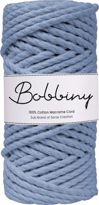 Bobbiny 3Ply Twisted Macrame 4mm 20Mtr. Cotton Cord Dori Thread Macrame Desaturated blue