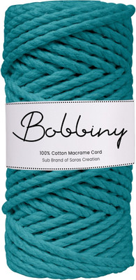 Bobbiny 3Ply Twisted Macrame 4mm 20Mtr. Cotton Cord Dori Thread Macrame Sea green
