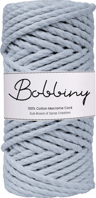 Bobbiny 3Ply Twisted Macrame 4mm 20Mtr. Cotton Cord Dori Thread Macrame Jewellery white